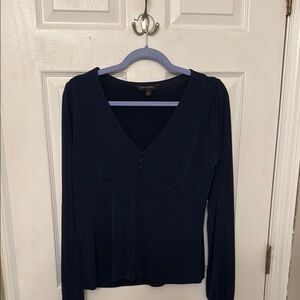 Banana Republic Blue Fitted Long Sleeve Blouse